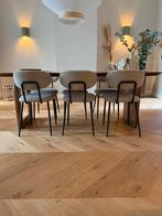 6 Stuks Beige Japandi Eetkamerstoelen, Huis en Inrichting, Stoelen, Ophalen, Zo goed als nieuw, Metaal, Grijs