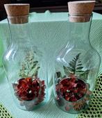 Glazen Flessen met kunst zijden Bloemen - Set van 2, Ophalen, Overige kleuren, Minder dan 50 cm, Glas