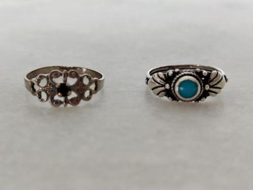 2 Antieke Zilveren Ringen met edelstenen, waarvan 1 Turkoois, Sieraden, Tassen en Uiterlijk, Antieke sieraden, Ring, Zilver, Met edelsteen