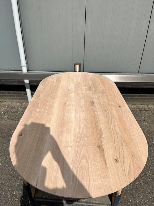 Half rond eettafel 180x90x3 verjongd eiken rustiek, Huis en Inrichting, Tafels | Eettafels, Nieuw, 50 tot 100 cm, 150 tot 200 cm