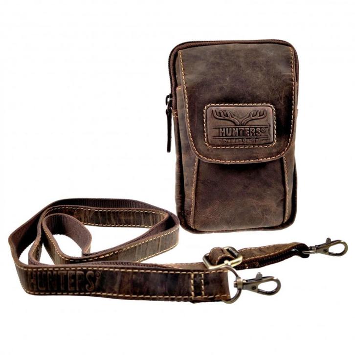 Heuptas Unisex Hunters Telefoontasje Bruin Buffelleer Tas, Sieraden, Tassen en Uiterlijk, Tassen | Schoudertassen, Nieuw, Overige merken