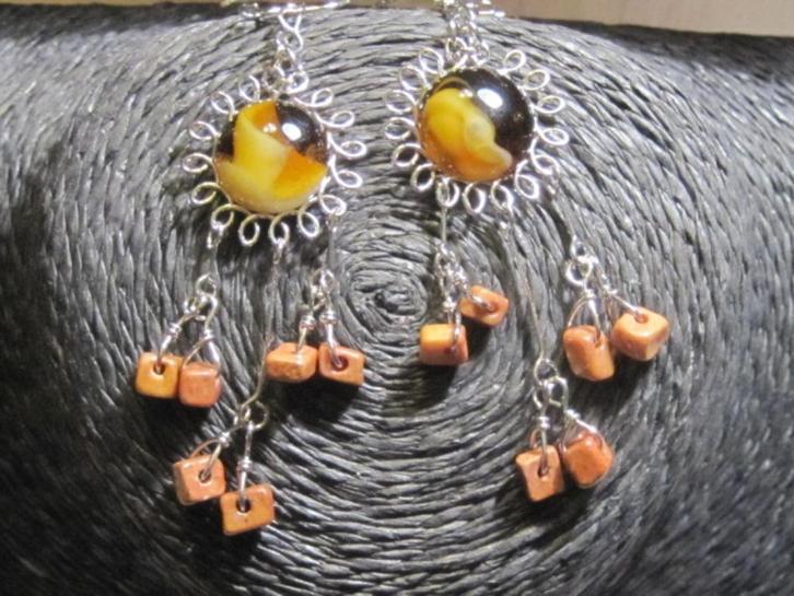 ket. collier met oorhangers AGAAT & JASPIS, Sieraden, Tassen en Uiterlijk, Kettingen, Nieuw, Steen of Mineraal, Zilver, Met edelsteen