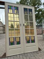 Set schuif / en-suite deuren met glas in lood 215x142cm., Antiek en Kunst, Ophalen