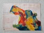 Origineel schilderij: Hippe Hippo!, Minder dan 50 cm, Oorspronkelijke maker, Nieuw, Ophalen of Verzenden
