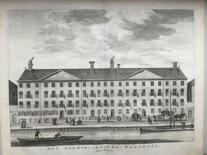 Amsterdam, Aalmoezeniers, Singel, 1760, Antiek en Kunst, Kunst | Etsen en Gravures, Verzenden