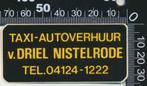 Sticker: Van Driel Taxi Autoverhuur - Nistelrode, Ophalen of Verzenden, Zo goed als nieuw, Bedrijf of Vereniging