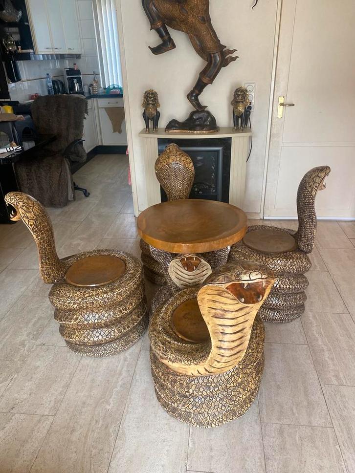 Cobra massief houtwerk van teakhout, Antiek en Kunst, Kunst | Beelden en Houtsnijwerken, Ophalen of Verzenden