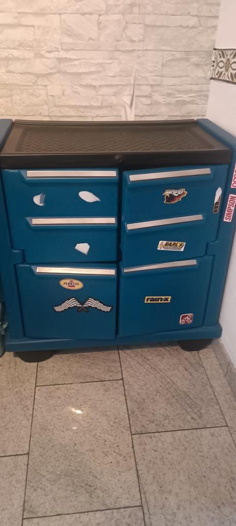 Kunststof kast met 4 deuren en 2 etages, Huis en Inrichting, Kasten | Ladekasten, Gebruikt, Ophalen