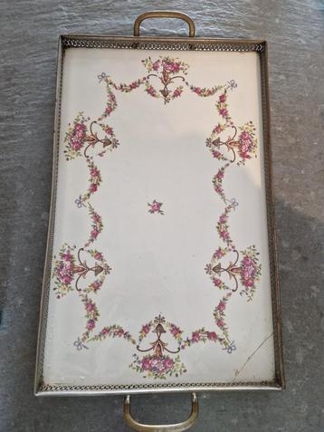 Antiek / Vintage Porselein dienblad bloemen