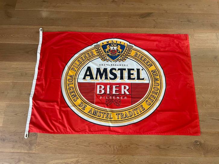 Amstel Bier Vlag Brouwerij Pilsener 140 cm Breed 93 cm Hoog, Verzamelen, Biermerken, Gebruikt, Overige typen, Amstel, Ophalen of Verzenden