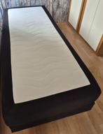 Luxe boxspring met matras zwart/wit, 90x220 cm (extra lang), Ophalen, Gebruikt, 90 cm, Eenpersoons