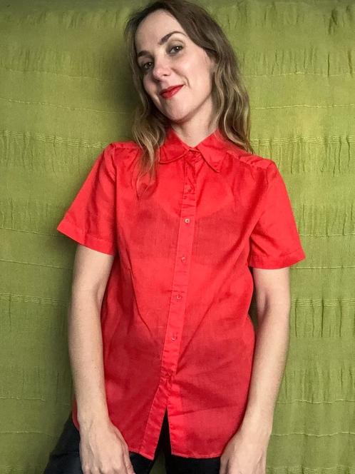 Leuke vintage blouse, maat 38/M - rood - 90's, Kleding | Dames, Blouses en Tunieken, Gedragen, Maat 38/40 (M), Rood, Ophalen of Verzenden