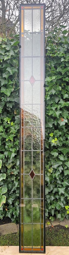 Glas-in-lood paneel in isolatieglas –Lang paneel in topstaat, Doe-het-zelf en Verbouw, Glas en Ramen, Zo goed als nieuw, Gevelraam of Ruit