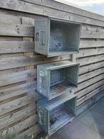 Vintage stalen magazijnbakken, Ophalen, Gebruikt