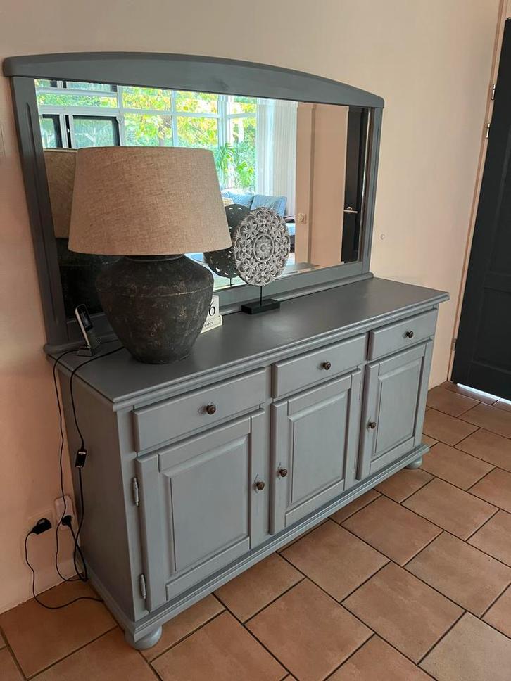 Blauwe Kast met Spiegel, Huis en Inrichting, Kasten | Buffetkasten, Gebruikt, 100 tot 150 cm, 150 tot 200 cm, 25 tot 50 cm, Met lade(s)