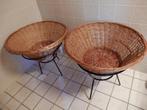 Vintage rieten winkelmanden., Ophalen, Gebruikt, Mand, Rond