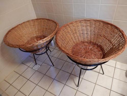 Vintage rieten winkelmanden., Huis en Inrichting, Woonaccessoires | Schalen en Manden, Gebruikt, Mand, Rond, Riet, Ophalen