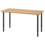 IKEA ANFALLARE / OLOV Bureau - Bamboe/Zwart - 140x65 cm, Ophalen, In hoogte verstelbaar, Zo goed als nieuw, Bureau