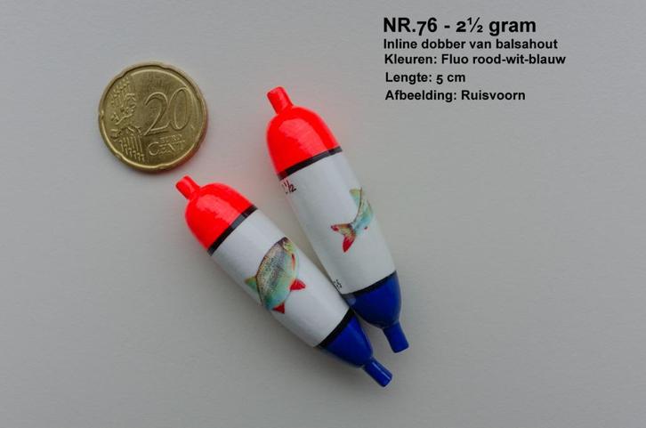 VLOKDOBBER HANDBUILT NR. 75 / 2½ gr, Watersport en Boten, Hengelsport | Witvissen, Nieuw, Dobber of Lood, Ophalen of Verzenden