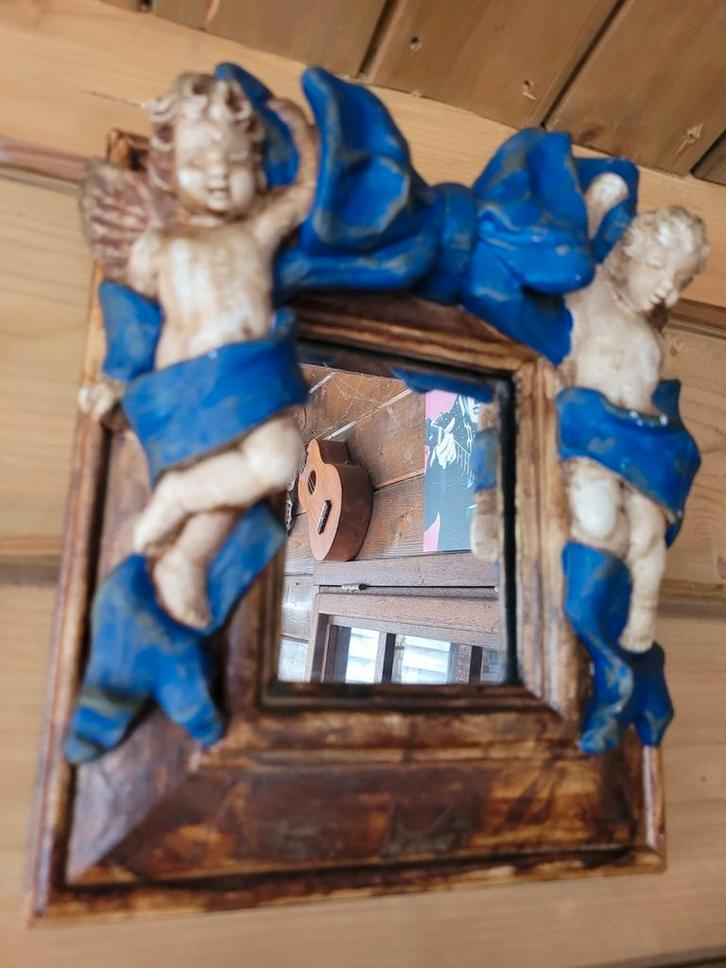 Spiegel met Engeltjes van Alan Wallis design, Huis en Inrichting, Woonaccessoires | Spiegels, Gebruikt, Minder dan 50 cm, Minder dan 100 cm