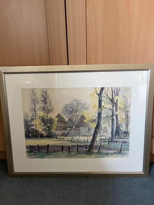 Aquarel Nell Schultz, Antiek en Kunst, Kunst | Schilderijen | Klassiek, Ophalen of Verzenden
