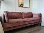 Velvet oudroze bank (2 jaar oud), 150 tot 200 cm, Stof, Driepersoons, 75 tot 100 cm