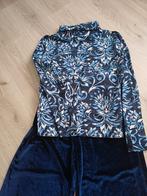 Blauwe Top met Print & Velours Broek, Maat 38/40 (M), Blauw, Ophalen of Verzenden, Lang