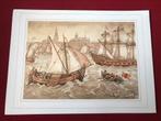 Anton Pieck - Amsterdam zeevaart schepen / prent, Ophalen of Verzenden, Zo goed als nieuw, Overige onderwerpen, Prent