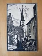 Straatje in Zandvoort Frans Bosen, linoleumsnede, Antiek en Kunst, Ophalen of Verzenden
