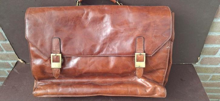 Arthur Aston Leren Aktetas Bruin Vintage, Sieraden, Tassen en Uiterlijk, Tassen | Damestassen, Gebruikt, Handtas, Bruin, Ophalen of Verzenden