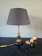 Klassieke vintage tafellamp zwart met messing (goud), Ophalen of Verzenden, Gebruikt, Metaal, Minder dan 50 cm