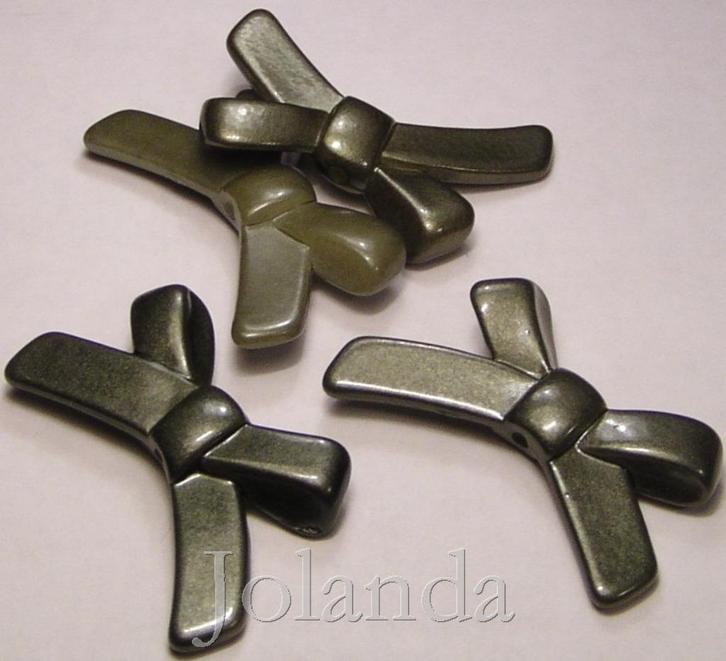 0357 Donker Groene Strikken Acryl Kralen (18 mm), Hobby en Vrije tijd, Kralen en Sieraden maken, Nieuw, Kraal, Verzenden