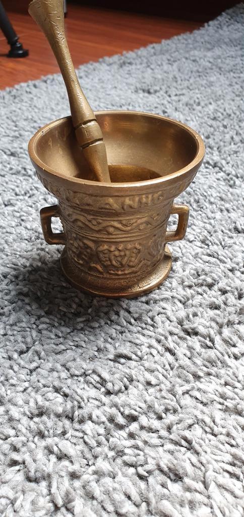 Messing vijzel met stamper Nette Verwin, Antiek en Kunst, Antiek | Koper en Brons, Ophalen of Verzenden