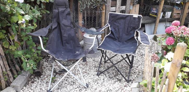 2 vissersstoeltjes : 1 met hoge rug, Caravans en Kamperen, Kampeermeubelen, Gebruikt, Campingstoel, Ophalen of Verzenden