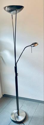 RVS Halogeen Vloerlamp met Leeslamp, Huis en Inrichting, Lampen | Vloerlampen, Ophalen, Gebruikt, Metaal, Modern