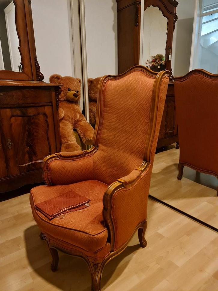 Bergère in Lodewijk XV-stijl, Huis en Inrichting, Fauteuils, Gebruikt, Hout, Stof, Minder dan 50 cm, Minder dan 75 cm, Ophalen