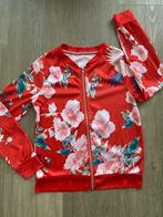 Vrolijk rood gebloemd dun zomer jasje/blouse maat s/m, Ophalen of Verzenden, Jasje, Maat 36 (S), Gedragen