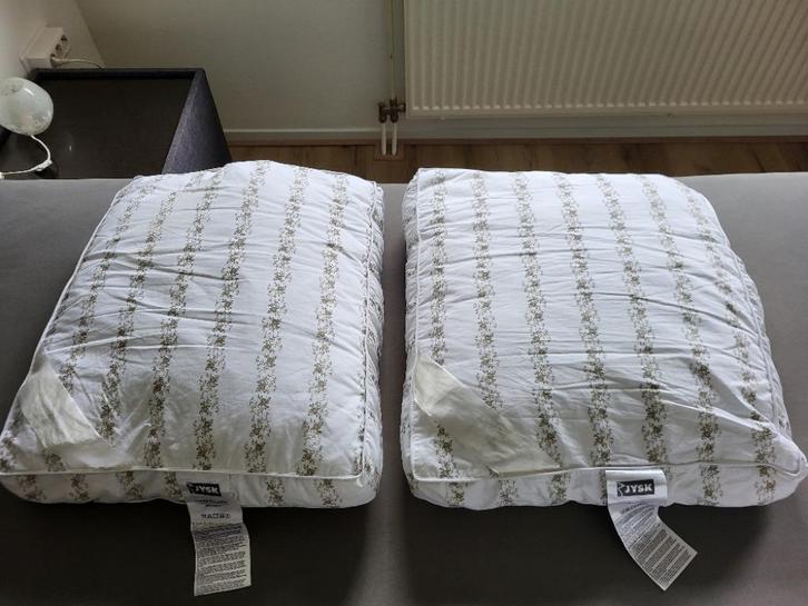 2 Kussens synthetisch dons 1000gr. 50x60x10, Huis en Inrichting, Slaapkamer | Beddengoed, Gebruikt, Kussen, Tweepersoons, Wit