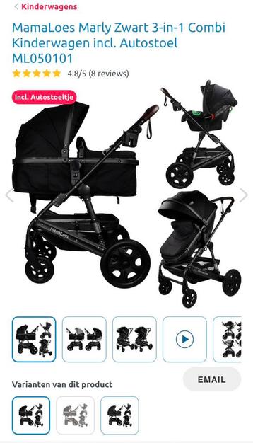 Mamaloes Marly 3 in 1 kinderwagen incl. Autostoel beschikbaar voor biedingen
