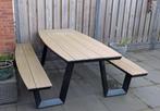 Picknick tafel zwart/bruin metaal (NOUS Garden), Tuin en Terras, Picknicktafels, Ophalen, Overige materialen, Zo goed als nieuw