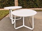 Witte aluminium bijzettafeltjes voor buiten, Tuin en Terras, Ophalen of Verzenden, Zo goed als nieuw, Rond, Aluminium