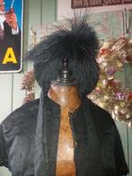 Antieke cape Pellerine en antieke bonnet Zwart met linten, Ophalen of Verzenden