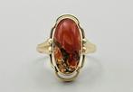 Gouden Vintage ring met edelsteen mosagaat. 2025/322., Ophalen of Verzenden, Goud, Ring, Met edelsteen