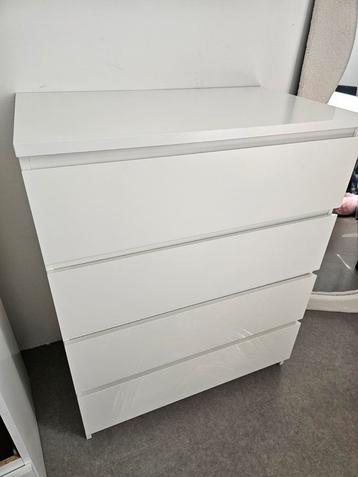 Malm Ladekast met 4 lades, wit, 80x100cm