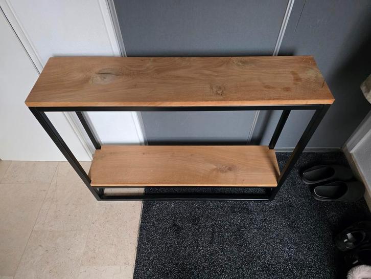 Sidetable eiken met stalen frame - 100cm breed, Huis en Inrichting, Tafels | Sidetables, Zo goed als nieuw, 25 tot 50 cm, 50 tot 100 cm