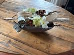 Kunstbloemen in keramieken bruine schaal, Ophalen