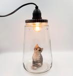 Kesbekelamp met kat | Poezenlamp | Glazen hanglamp katje, Ophalen of Verzenden, Nieuw, Lamp