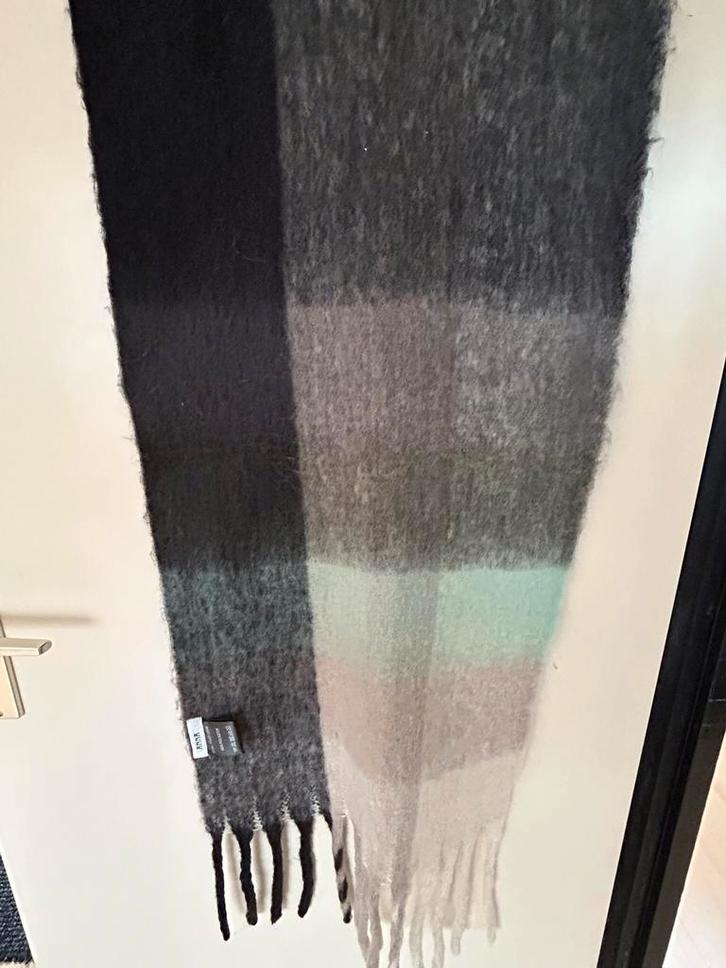 Sjaal, in tinten groen, petrol, grijs en beige, Kleding | Dames, Mutsen, Sjaals en Handschoenen, Zo goed als nieuw, Sjaal, Maat 46/48 (XL) of groter