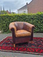 Vintage Schapenlederen clubfauteuil, Ophalen, Gebruikt, Chesterfield, 75 tot 100 cm