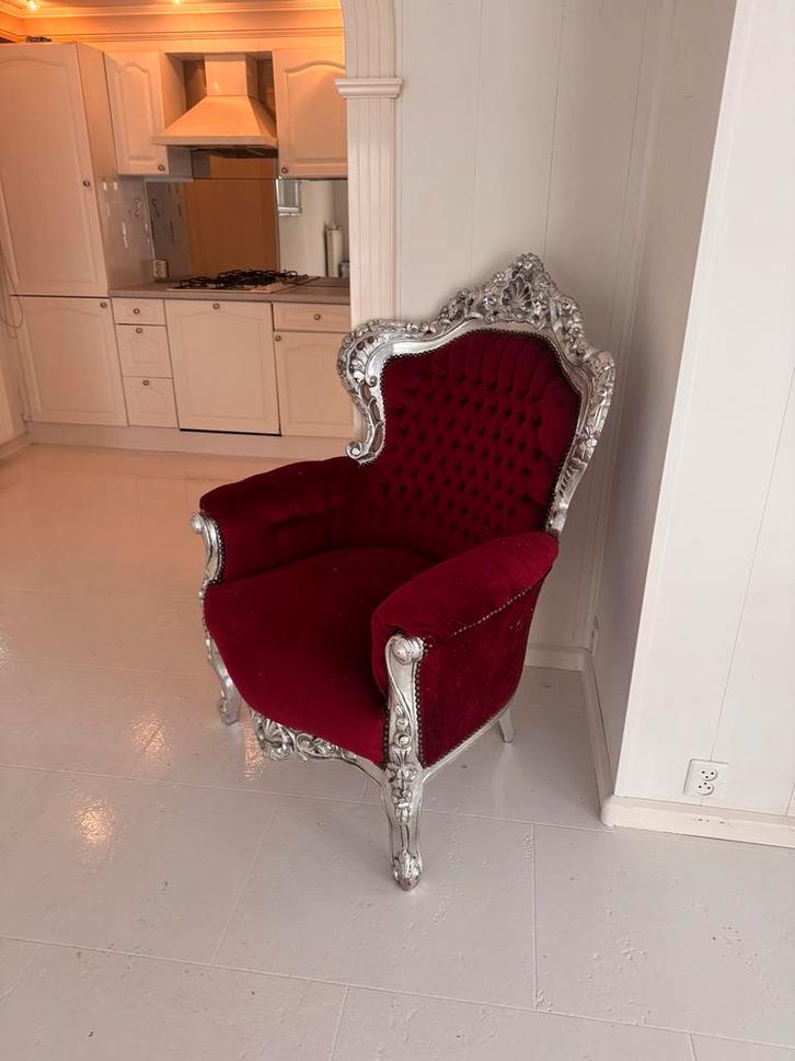 Rode Fluweel Fauteuil - Opknapper, Antiek en Kunst, Antiek | Meubels | Stoelen en Banken, Ophalen